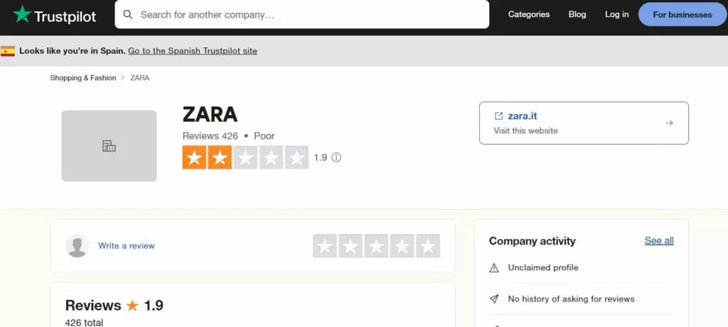 zara contatti