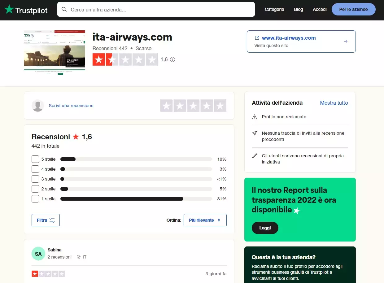 ITA Airways sito
