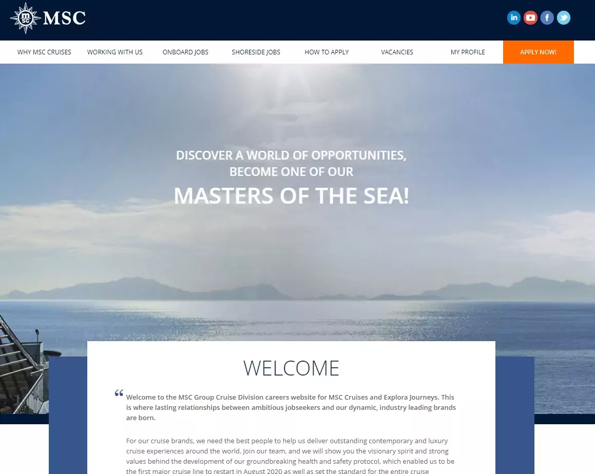 msc crociere lavoro