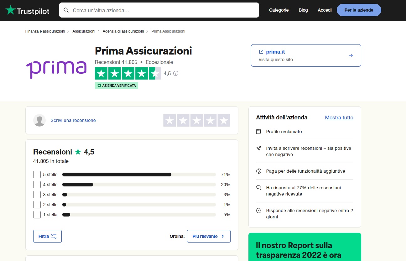 assicurazione prima it recensioni